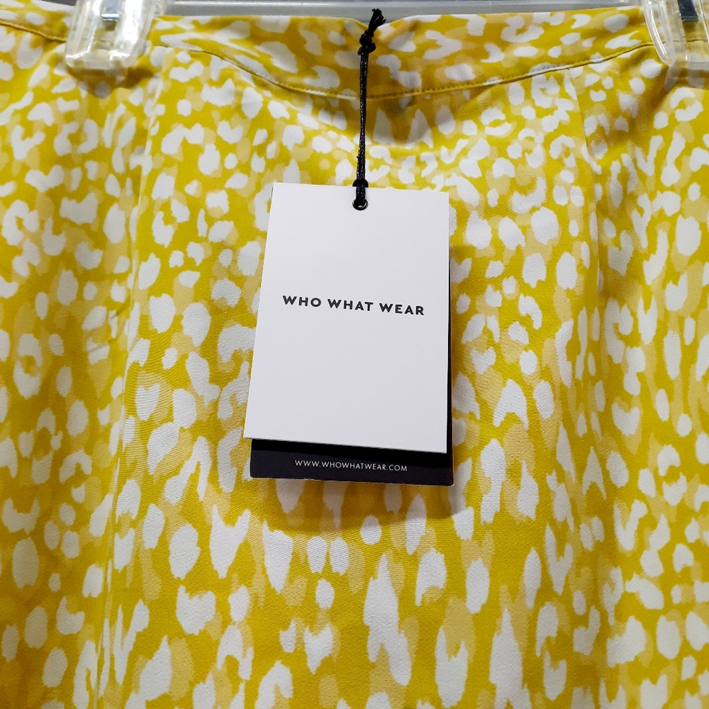 Who What Wear Citrus Leopard Print Skirt Women's Size Large Yellow Tiered - Picture 6 of 10